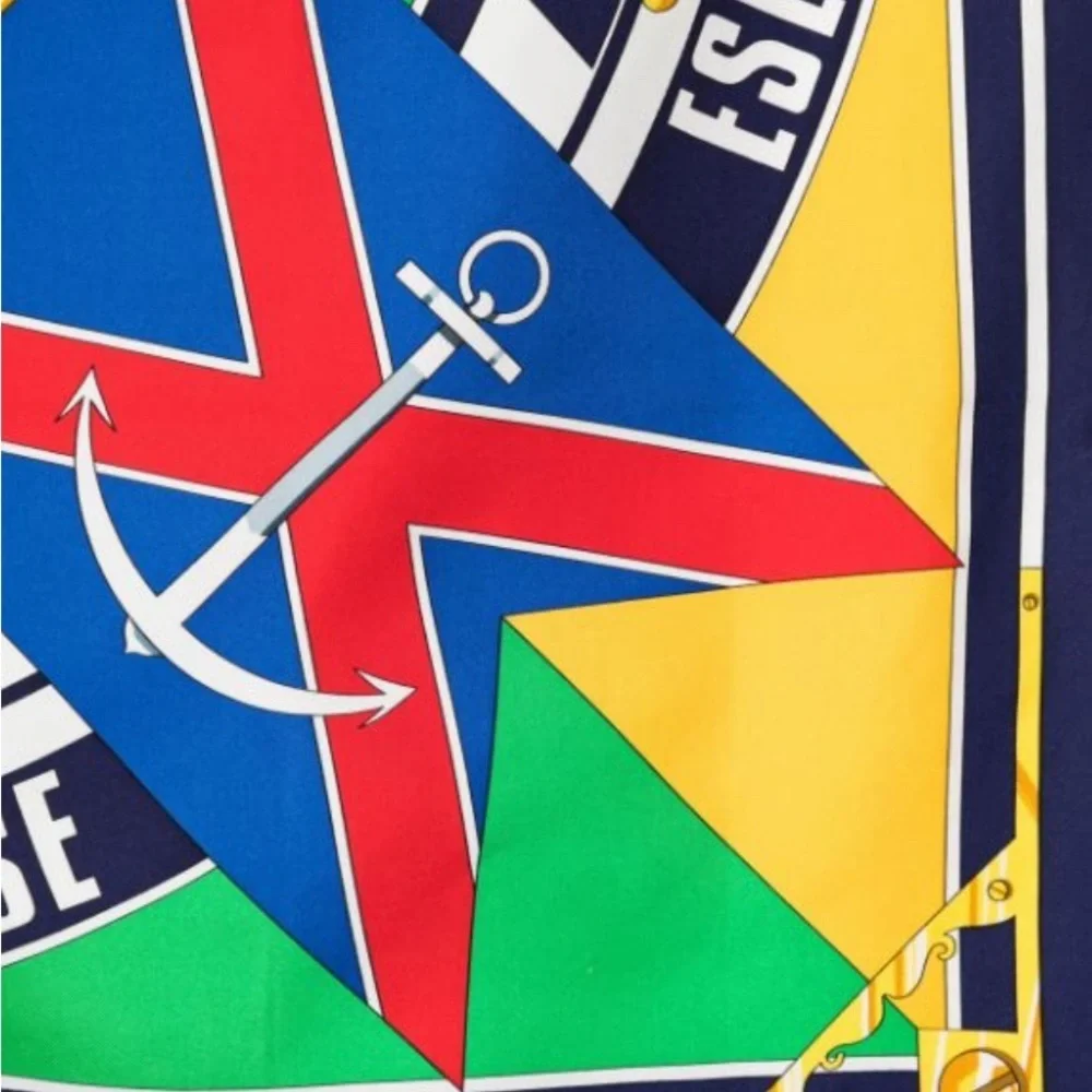 Hermès “Sextants” by Loïc Dubigeon 100% Silk Scarf Vintage 1981 Multicolor + Box